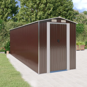 Garden Shed Dark Brown Galvanized Steel Large Garden Sh...