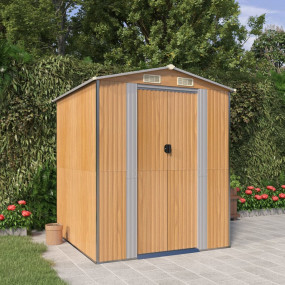 Garden Shed Light brown Galvanized steel 75.6 x 75.2 x ...
