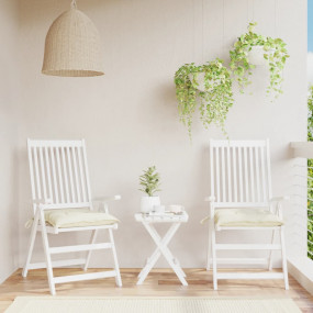 Chair Cushion Set of 2 Cream white Oxford fabric (100% ...