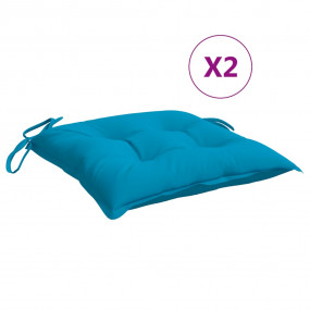 Chair Cushion Set of 2 Light Blue Oxford Fabric (100% P...