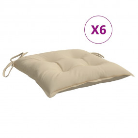 Chair Cushion Set of 6 Beige Oxford fabric (100% polyes...