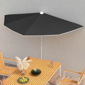 Garden Parasol Black Polyester fabric, Steel pole Mediu...