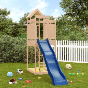 Outdoor Play-set Natural Wood, Blue Solid Pine Wood, Po...