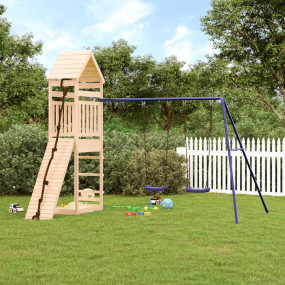 Outdoor Play-set Pine wood brown, Blue Solid pine wood,...