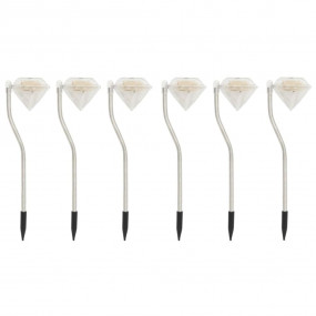 Garden Lamp Set of 6 Silver PP 3.5x3.1x11.6 in Solar