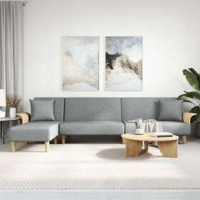 L-shaped Sofa Bed Light Gray Fabric (100% polyester), p...