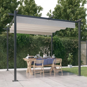 Garden Gazebo Cream Powder-coated steel 10 x 10 feet