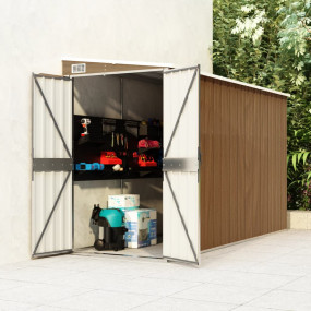 Garden Shed Brown with wood look Galvanized steel, meta...