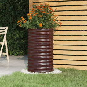 Garden Planter Brown Powder-coated steel 15.7x15.7x26.8...