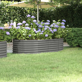 Garden Raised Bed Grey Powder-coated steel Large Durabl...