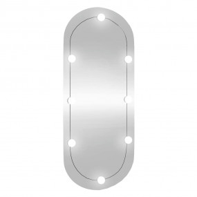 Wall Mirror With LED Light Transparent Glass, Plastic M...