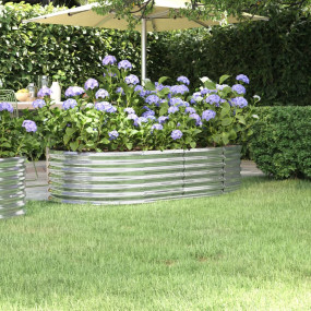 Garden Raised Bed Silver Powder-coated Steel Large Dura...