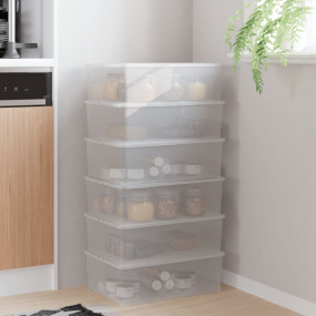 Plastic Storage Box Set of 6 Transparent Polypropylene ...