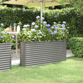 Garden Raised Bed Grey Powder-coated steel Large Durabl...