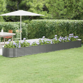 Garden Raised Bed Grey Powder-Coated Steel Extra Long D...