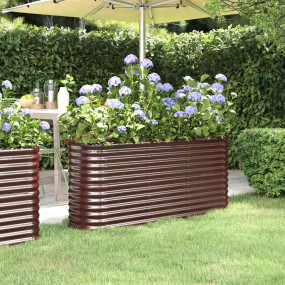 Garden Raised Bed Brown Powder-coated steel Medium Dura...