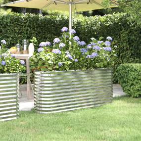 Garden Raised Bed Silver Powder-coated steel Large Dura...