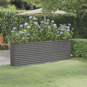 Garden Raised Bed Grey Powder-Coated Steel 88.2x15.7x26...