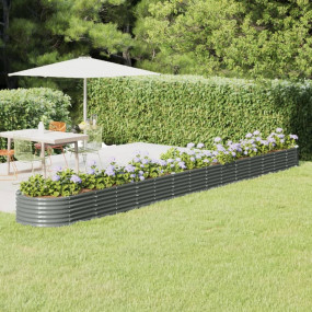 Garden Raised Bed Grey Powder-coated Steel Large Durabl...