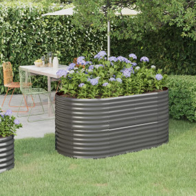 Garden Raised Bed Grey Powder-coated steel Large Durabl...