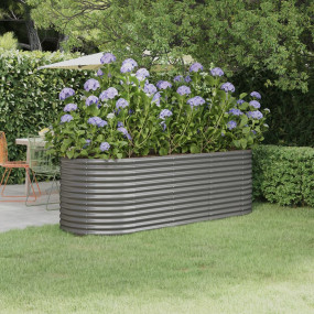Garden Raised Bed Grey Powder-coated steel Large Durabl...