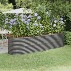 Garden Raised Bed Grey Powder-coated steel Large Durabl...