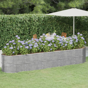 Garden Raised Bed Silver Powder-Coated Steel Large Dura...