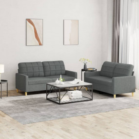 Sofa Set Dark Grey Fabric (100% polyester), Metal, Text...
