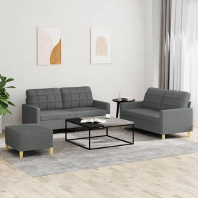 Sofa Set Dark Gray Fabric Medium Sofa Set Rectangular M...
