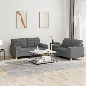 Sofa Set Dark grey Fabric (100% polyester), metal, text...