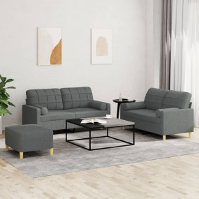 Sofa Set Dark Grey Polyester, Metal, Textilene, Plywood...