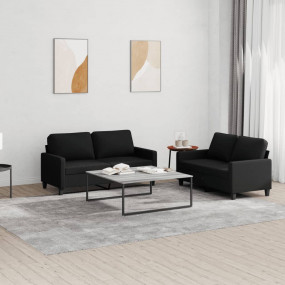 Sofa Set Black Fabric (100% polyester), metal, textilen...