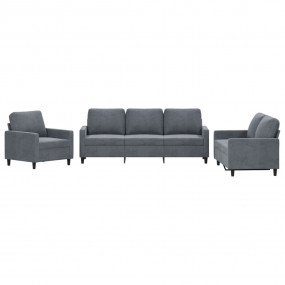 Sofa Set Dark Gray Velvet (100% polyester), metal, plyw...