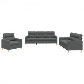 Sofa Set Dark grey Fabric (100% polyester), metal, text...