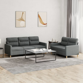 Sofa Set Dark grey Fabric (100% polyester), metal, text...