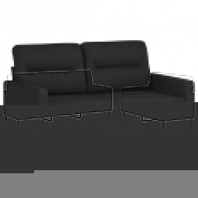 Sofa Set Black Fabric (100% polyester), metal, textilen...