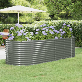 Garden Raised Bed Grey Powder-coated steel Large