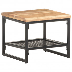 Side Table Brown, Black Solid acacia wood, Powder-coate...