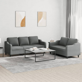 Sofa Set Dark Grey Polyester, Metal, Textilene, Plywood