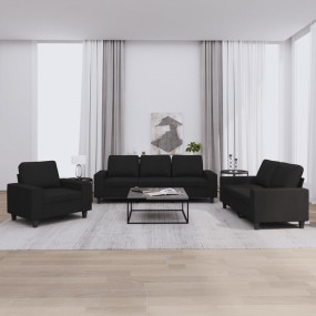 Sofa Set Black Fabric (100% polyester), metal, textilen...