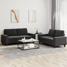 Sofa Set Black Fabric (100% polyester), metal, textilen...