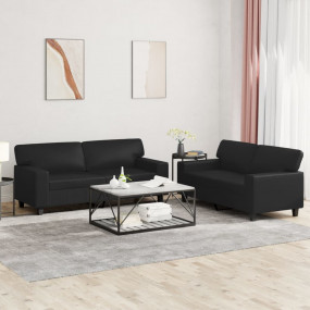 Sofa Set Black Faux leather, metal, plywood 2-Seater So...