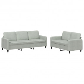 Sofa Set Light grey Velvet (100% polyester), Metal, Ply...