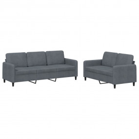 Sofa Set Dark grey Velvet (100% polyester), metal, text...