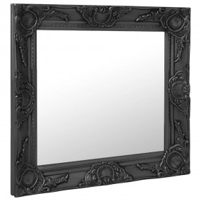 Wall Mirror Black Wood, Glass, Engineered Wood 19.7x19....
