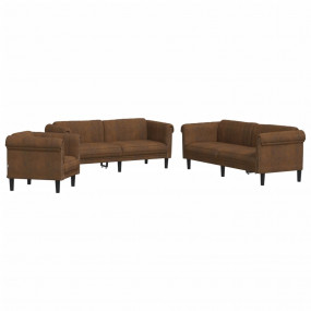 Sofa Set Brown Velvet, Plywood, Solid Wood Medium