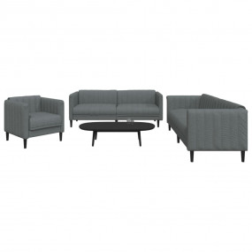 Sofa Set Dark Gray Fabric (100% polyester), plywood, so...