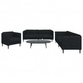 Sofa Set Black Polyester, Plywood, Solid Wood Durable S...