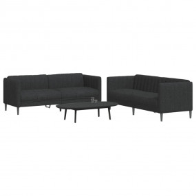Sofa Set Black Polyester, Plywood, Solid Wood 2-seater ...