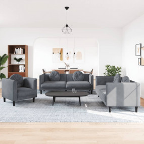 Sofa Set Dark grey Velvet (100% polyester), plywood, so...